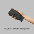 Mini starry black 5-fold umbrella with 6-rib structure for portable UV protection - Starry Black