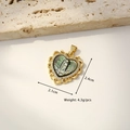 Gold plated heart pendant with shell inlay and letter A engraving on stone base - Lace Heart Sun God (Black Shell)