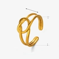 Anillo ajustable de acero inoxidable bañado en oro 18K con diseño de doble nudo - Anillo de Corazón Dorado