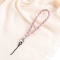 Luxurious pink and silver rhinestone phone chain with metal clasp on knit background - Pink