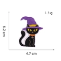 Detailed black cat embroidery patch with purple wizard hat and size measurements - Halloween Patch 8# (Black Cat)