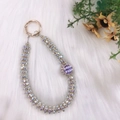 Handmade phone strap with purple crystal diamond ball and sparkling rhinestone beads - Purple Pearl Rhinestone Ball