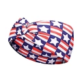 Knotted American flag headband with patriotic red, white and blue stars and stripes - 7# (Red White Blue Wave Stripes)