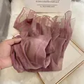 Pink silk wool scarf with metallic gold vertical stripes and lightweight sheer texture - Dusty Rose