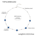 Silver stainless steel necklace with blue glass stones and detailed size measurements - Chain Only / Steel-Blue