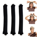 Lot de 3 bigoudis sans chaleur noirs avec crochets et guide d'utilisation - Lot de 3 / Noir