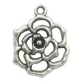 Pendentif rose argent antique avec boucle de suspension pour bijoux DIY et artisanat - 1 Pièce Fleur Creuse 17x22mm