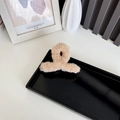 Faux rabbit fur shark hair claw clip in light brown plush finish for women - Camel