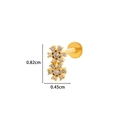 Golden stainless steel labret stud with double flower zircon design in 0.82x0.45cm - Double Flower / Gold