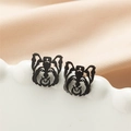 Minimalistische mattschwarze Edelstahl-Ohrstecker mit Yorkshire Terrier Silhouette - Yorkie / Schwarz