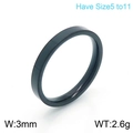 Black 3mm matte finish stainless steel ring for men and women in sizes 5 to 11 - US 5 / Black