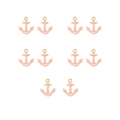 Set of 10 pink enamel anchor-shaped charms with metal base for DIY jewelry making - 7# Pink Anchor (10 Pcs)