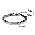 Adjustable hematite disc bead bracelet with black woven cord in gunmetal finish - 7-8mm Horizontal Hole Disc
