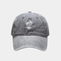 Detail of white palm tree embroidery on washed dark grey vintage baseball cap - M(56-58cm) / Gray