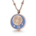 Rose gold Cancer zodiac necklace featuring blue enamel pendant and celestial charms - Cancer