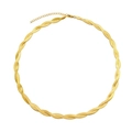 Detalle de collar de cadena trenzada bañada en oro con cierre de mosquetón y cadena ajustable - Collar de Oro