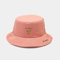 Detail of pink cotton bucket hat featuring Mr. Potato embroidery and canvas texture - M (56-58cm) / Orange Red (Potato)