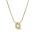 18k gold plated brass letter Q pendant necklace with clear crystals and snake chain - Necklace Q / Gold
