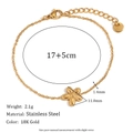 Detalle de pulsera de flores de acero chapado en oro de 18K con dimensiones y peso - Pulsera de Flor de Cadena de Serpiente Fina - Dorado