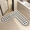 L-shaped non-slip bathroom corner mat with black and white geometric pattern - L-shaped Heart Design - K / 60*60cm [standard Diatomaceous Earth Wall]