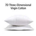 White flower pillow insert filled with 7D elastic fiber in fluffy and compressed states - Square / Pillow Core / White
