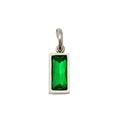 Silver stainless steel birthstone pendant featuring an emerald green rectangular gemstone - May Steel (Dark Green Zirconia)