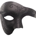 Phantom of the opera mask in black matte finish with glitter floral patterns - Two-tone Black