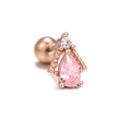 Pink pear-shaped zircon earring with rose gold stainless steel screw back stud - EGD0929 Rose Gold Pear Teardrop