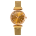Elegant gold women's quartz watch with Milanese mesh strap and Roman numeral dial - Gold