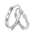 Funkelnde S925 Sterlingsilber Partnerringe mit Sterndesign und Zirkonia-Steinen - Einstellbar Offen / Herren- und Damenmodell
