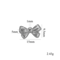 Silver stainless steel bow bead charm for jewelry making with 15mm by 9.5mm dimensions - Style F / Steel