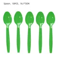 Pack of 10 green plastic spoons 16.1x3cm for tropical palm leaf theme party supplies - Dark Green Spoons 10PCS