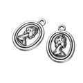 Detailansicht der Vintage-Silberlegierung-Cameo-Anhänger mit klassischen Porträts - Oval 9g / 4 Stück pro Packung