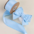 Ruban à volants bleu clair en rouleau et nœud assorti avec bords plissés haute densité - 2,5 CM (10 Yards/Rouleau) / Bleu Bébé