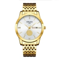 Business quartz watch in gold stainless steel with date display and white dial - 9-row Gold Strap - White Dial