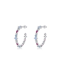 Eleganti orecchini a cerchio in argento sterling S925 con zirconi colorati su sfondo bianco - Argento 925 / Argento/Multicolore