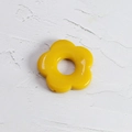 Yellow flower-shaped acrylic pendant bead with smooth glossy finish and central hole - Ginger Yellow