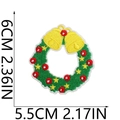 Écusson brodé couronne de Noël avec cloches jaunes et étoiles, taille 6cm x 5,5cm - N° 10-Couronne de Noël