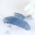 Glittery blue acrylic shark hair clip with silver sparkles and large curved design - Dark Blue
