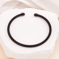 Minimalist black woven mesh stainless steel open bangle bracelet for women - Mesh Woven / Black