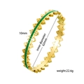 Bracelet jon jonc doré en acier titane avec zircons verts et clous, largeur de 10mm - Or Zircon Vert