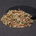 Polished natural green and reddish-brown mixed crystal stones on a black mat - Unakite / 5-7mm 100g