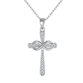Elegant S925 sterling silver infinity cross necklace with white zircon accents - Style C Twisted Infinity Cross / White Gold