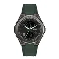 Dual-display waterproof sport watch with deep green resin strap and grey metal case - 6067 Black Green Women's