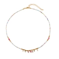 Colorful macaron beaded necklace with gold lobster clasp and adjustable metal chain - Colorful