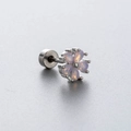Clou d'oreille fleur en argent avec pétales d'opale rose et fermoir à vis - Style Fleur d'Opale à Changement de Couleur Multicolore (A105-5#)