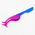 Blue-purple gradient stainless steel eyelash applicator tool with ergonomic handle - Two-tone Gradient Tweezers