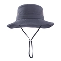 Detailed close-up of quick-dry fabric and mesh ventilation on kids' sun protection bucket hat - 46CM Circumference / Dark Gray