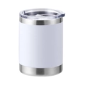 Close-up of a white 304 stainless steel tumbler with a clear lid and handle - 10oz / Matte White