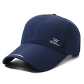 Dark blue quick-dry baseball cap with reflective brim and breathable mesh design - Adjustable / Navy Blue